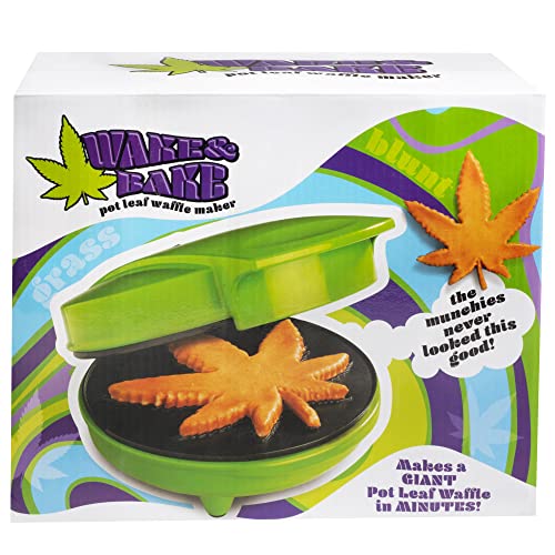 Marijuana Pot Leaf Waffle Maker - Make Your Own DIY Giant Weed Shaped Pancakes or 420 Edibles - Electric Non Stick Waffler Iron- Unique Funny Novelty Gift or Fun Dessert Treat for Cannabis Lovers